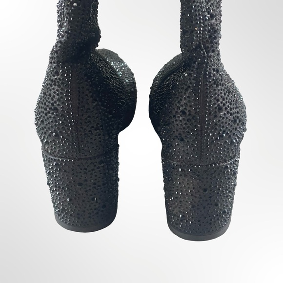 Wet Kiss Black Rhinestone Heeled Boots in many sizes avail - Picture 5 of 9